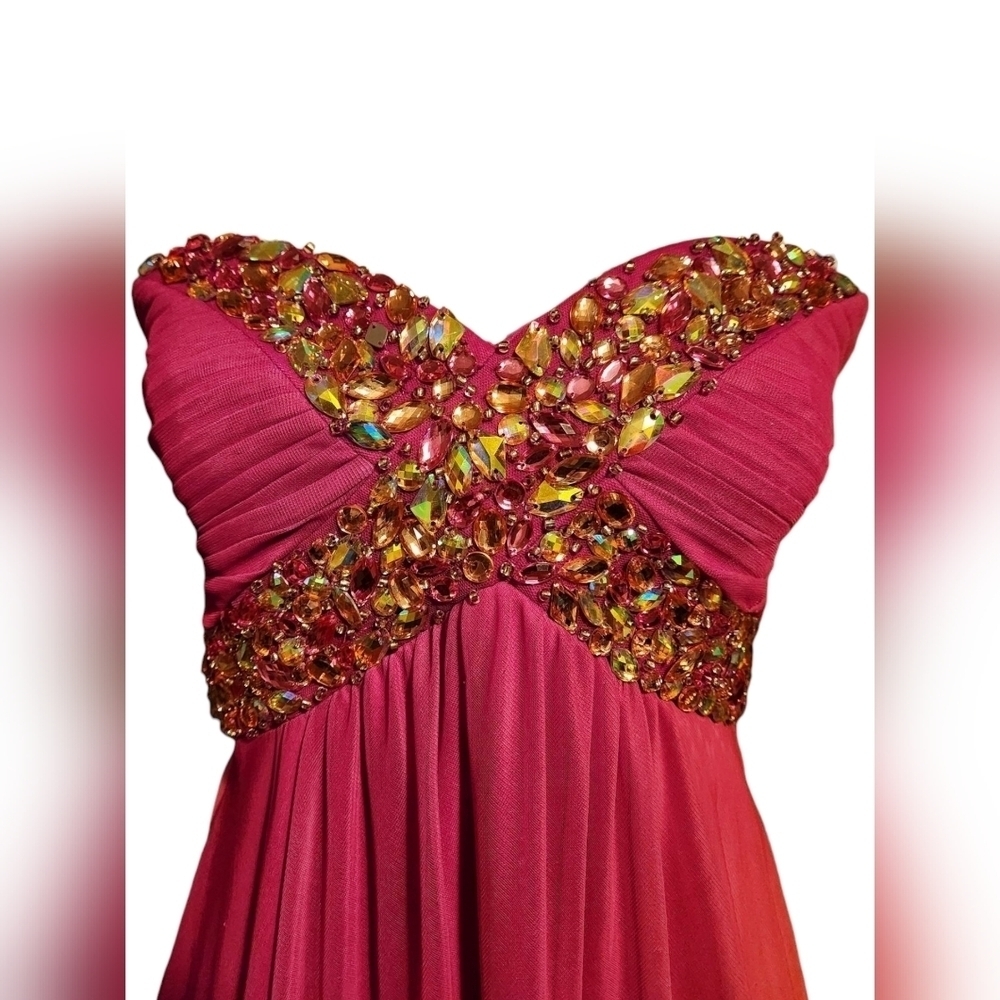 My Michelle Pink & Coral Ombre Strapless Dress - Picture 6 of 14
